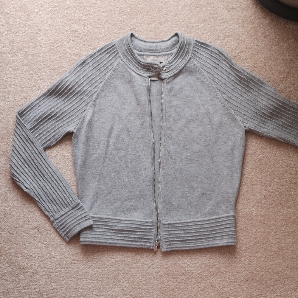 Banana Republic Gray Ribbed Knit Cardigan